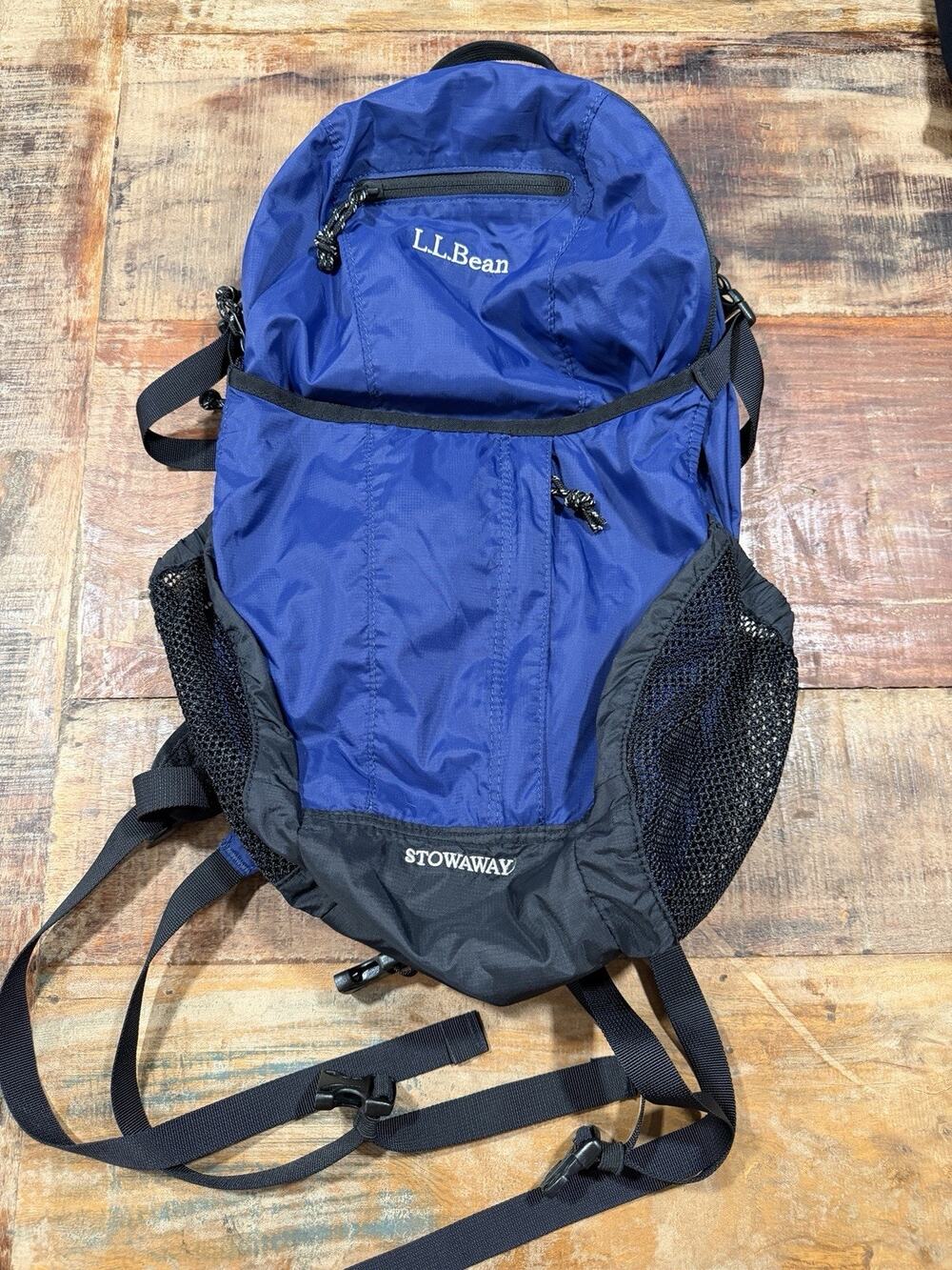 L.L.Bean Stowaway Backpack Purple Blue Black Lightweight Hiking Daypack